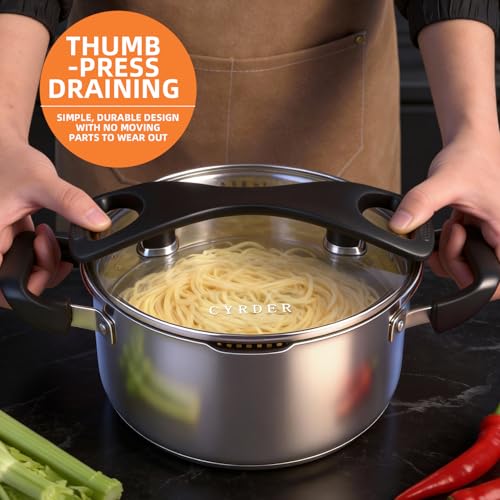 Stainless Steel Stock Pot with Pour Spout and Strainer (CYRSP2021S1 / 5 Quarts)