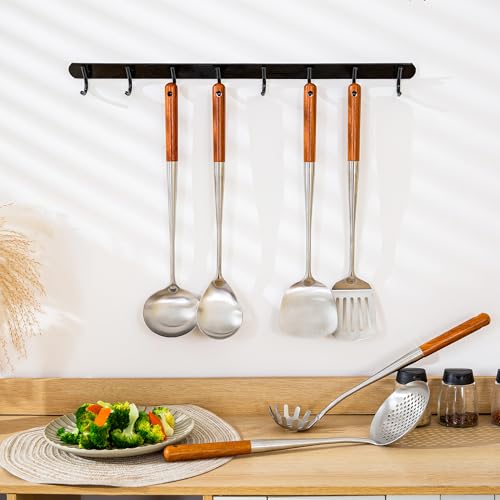 17inch Wok Spatula and Ladle (Walnut Handle - 4 Pieces Set)