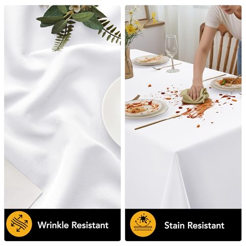 10 Pack White Tablecloths for Rectangle Tables (White / 60x120 In, 10 Pack)