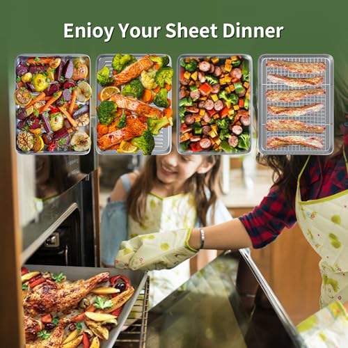 Baking Sheet with Cooling Wire Rack Set (16" X 10" X 1")