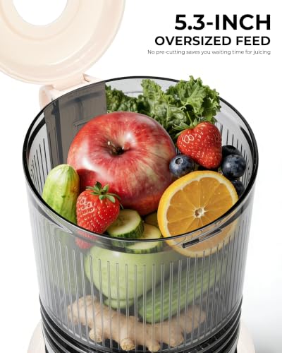Cold Press Juicer with 5.3" Extra Large Feed Chute (White)