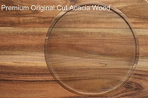 10" Two Tier Acacia Wood Lazy Susan Organizer Kitchen Turntable for Cabinet Pantry Table Organization (Acacia Two Tier / 10")
