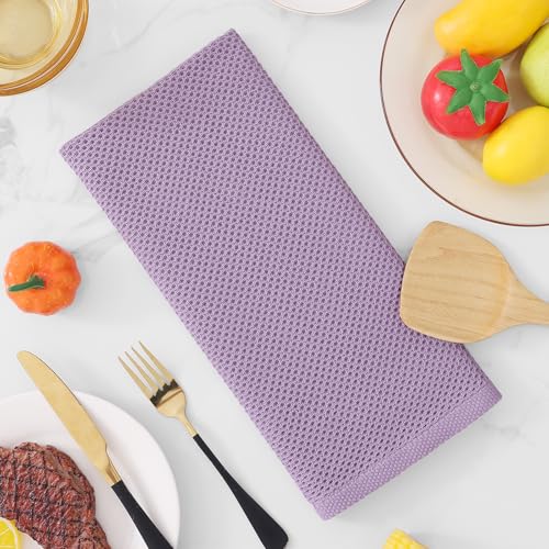 100% Cotton Waffle Weave Kitchen Dish Towels 4 (Lavender / 13 X 28 - 4 Pack)