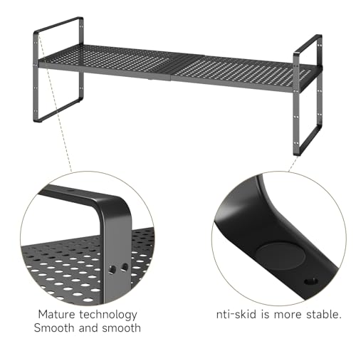 16.5~27.1" Expandable Shelf with Hole (Black / 2Pcs // 10.2''W-K)