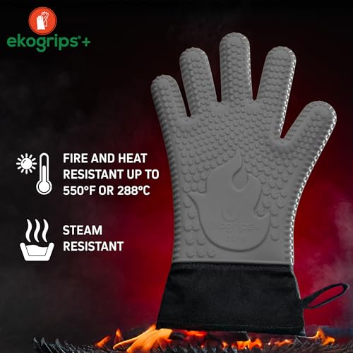 Ekogrips®+ Oven Gloves with Fingers (Gray / S/M)