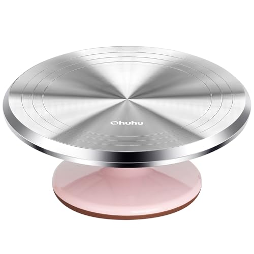 Cake Stand Aluminium 12''Cake Turntable Decorating Bakery Supplies (Pink / Single 12 inch)