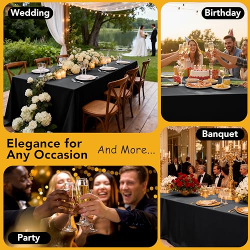 6 Pack Black Tablecloths for Square Tables (Black / 70x70 In, 6 Pack)