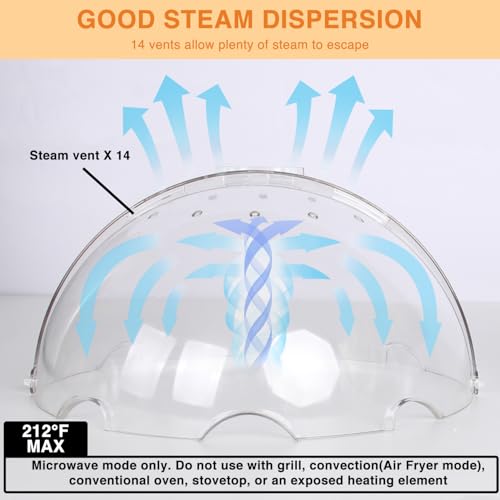 Flippable Microwave Splatter Cover for Food (10.5" W x 10.5" D x 5.9" H)