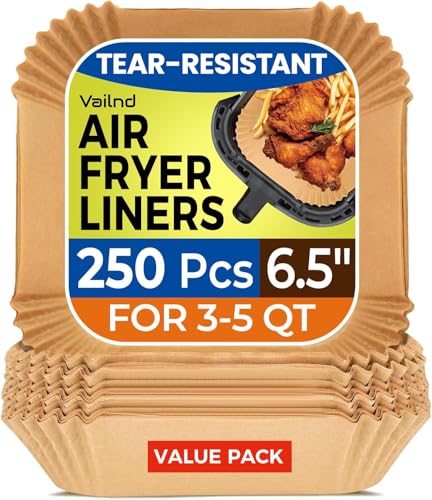 250 Pcs 6.5" Square Air Fryer Liners Disposable for 3 (6.5"Square)