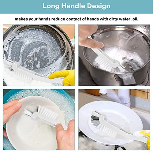 8 Pcs Dish Brush Bottle Bathroom Scrub Brushes Kitchen Cleaning Brush Right Angle Kitchen Brush Sink Household Pot Pan Edge Corners Tile Lines Brush with Stiff Bristles