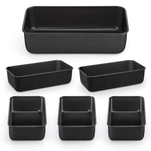 6 Pack Nonstick Loaf Bread Pan for Baking (Black / Medium)