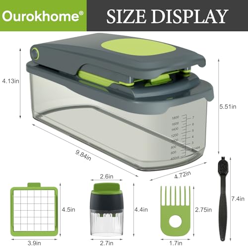 Onion Chopper Dicer with Container (Green / 6 blades)