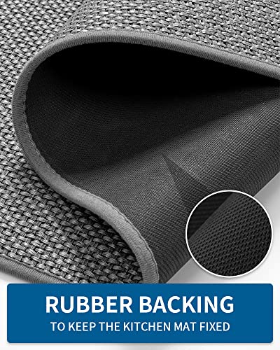 Kitchen Rugs and Mats Non Skid Washable (20"x47" (1 Rug) / Dark Grey)
