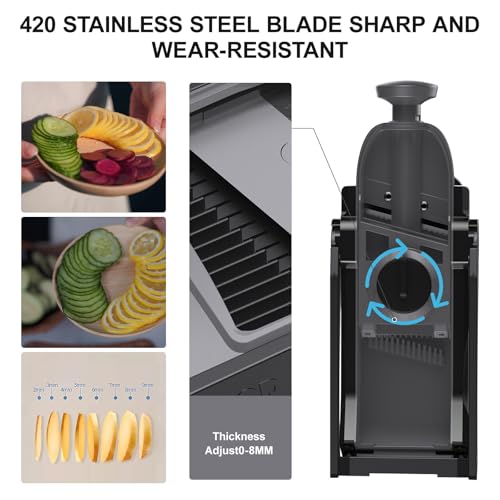 Safe Mandoline Slicer for Kitchen (Black)