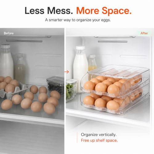 18 Egg Holder for Fridge with Silicone Bumpers (1 Tier Holder 18 Eggs(L SIZE))