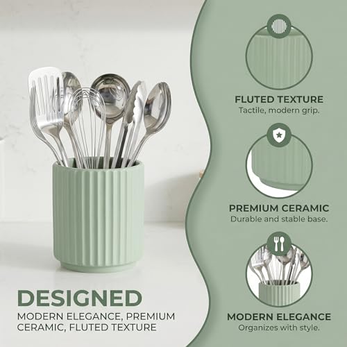Small Utensil Holder for Kitchen Counter (White)