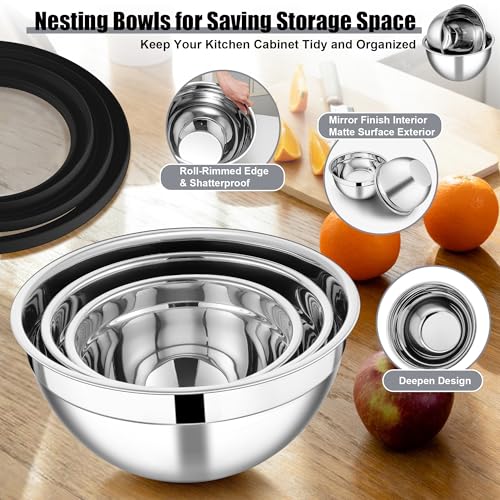 Mixing Bowls with Lids and Graters (Black / 4.6/2.6/1.5 QT)