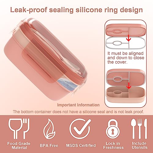 Leakproof Bento Box & Insulated Lunch Bag Set for School and Work (Pink set)