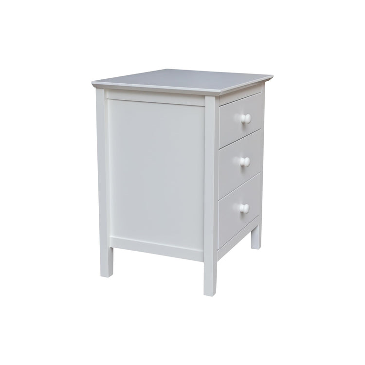 International Concepts Solid Wood Bedroom Nightstand with 3 Drawers in White (White)