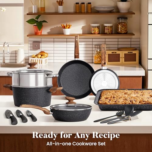 Induction Cookware & Bakeware Set (30 PCS Cookware Set / Black)
