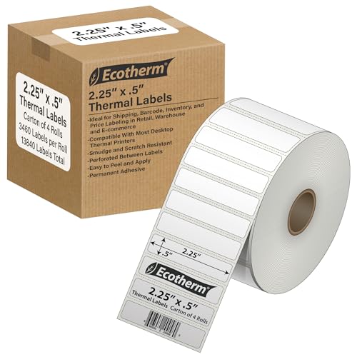 2.25" x .5" Thermal Labels (2.25 x .5 White - 13840 Labels)