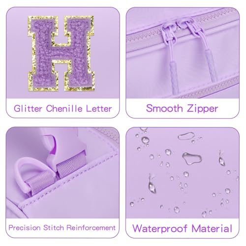 Initial Insulated Lunch Bag for Girls Kids (Purple / H)
