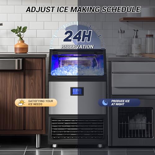 450Lbs 24H Under Counter Commercial Ice Machine with 160LBS Large Storage Bin (450LBS/DAY-Stainless Steel)
