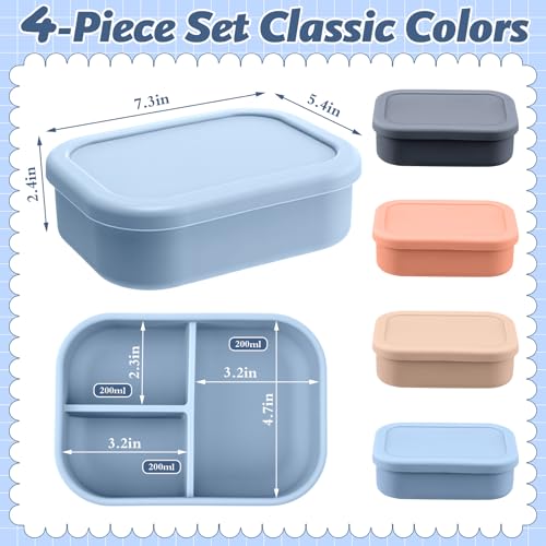 4 Pcs Silicone Bento Box (Fashion Colors)