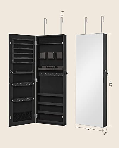 Mirror Jewelry Cabinet Armoire (Black / 42.5-Inch Basic)