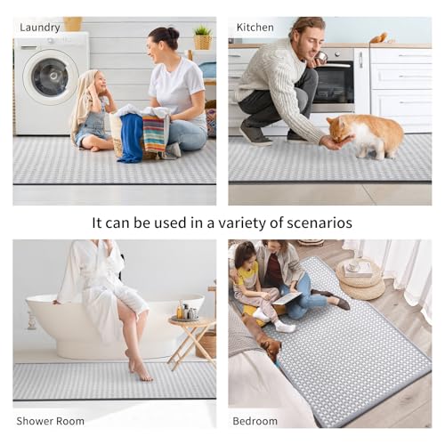 Kitchen Mat Kitchen Rugs Sets of 2 PCS Non Slip Gray 17"x30"+17"x59" (Light Grey / 17"x59"+17"x30")