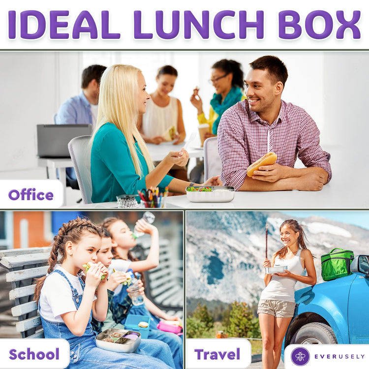 Stainless Steel Bento Box + Condiment Container (Lavender / 37oz / 1100ml)