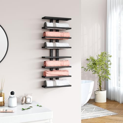 2 Set 8 Tier Wall Mount Wine Rack (2 Pack (16 Bottles) / Black)