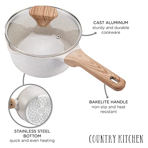 Non Stick Cast Aluminum Cookware Set (Speckled Cream / 6 Pc.)