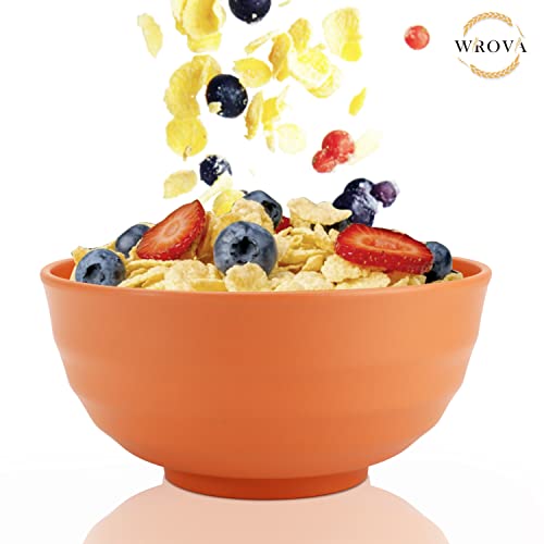 Wheat Straw Bowls Set 60 OZ Unbreakable Large Cereal Bowls Set of 6 Microwave and Dishwasher Safe Bowls Big Bowls for Eating BPA Free Soup Bowl for Serving Oatmeal and Salad Orange (60 oz / Orange)