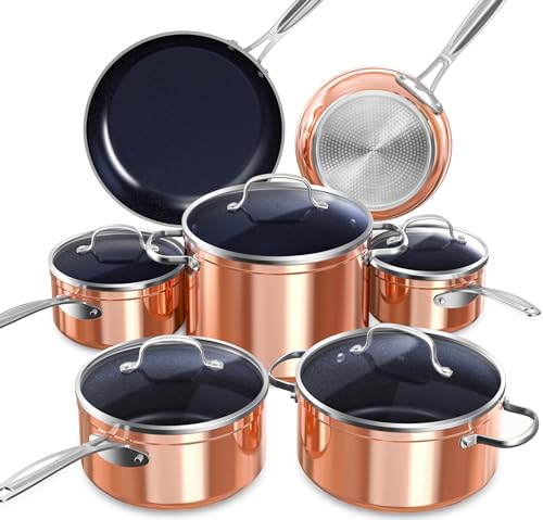 Healthy Duralon Blue Ceramic Nonstick Cookware Set (Metallic Rustic Copper / 12pc Cookware Set / Cookware Set)