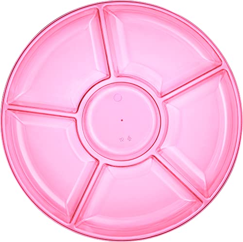 6 Sectional Round Plastic Serving Tray (Pink)