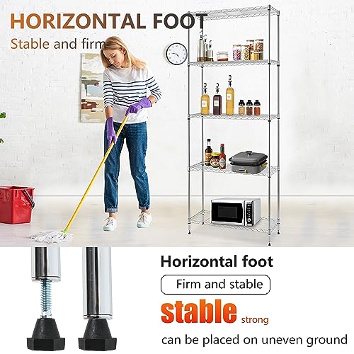 5 Tier Wire Shelf (Chrome / 24×14×59)
