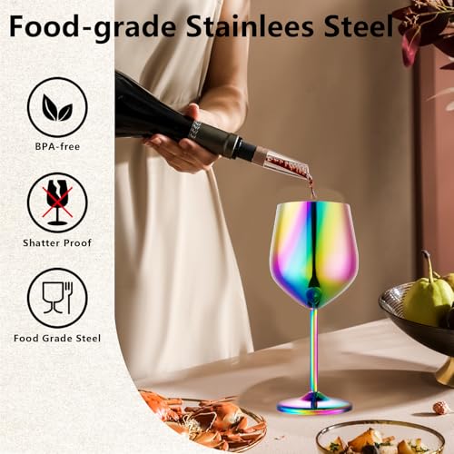 Unbreakable Stainless Steel Wine Glasses Set of 4 (Mirror Colorful / Set of 4)