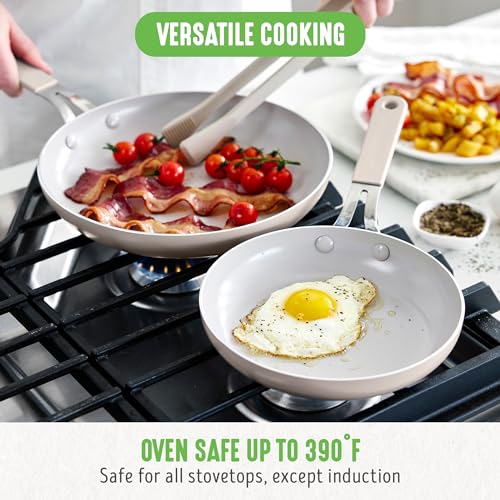 8” & 10” 2 Piece Nonstick Ceramic Frying Pan Set (8" & 10" Frying Pan Set / Taupe)