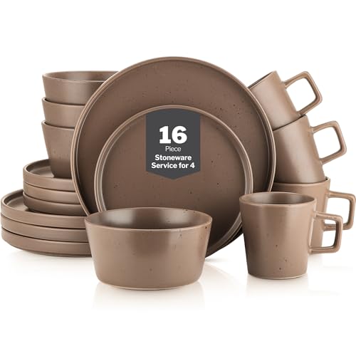 Celina Stoneware 16 (Dinnerware Set / Service For 4 / Matte Brown)