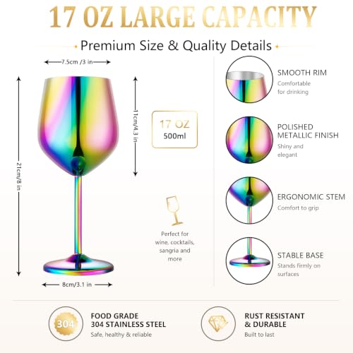 Unbreakable Stainless Steel Wine Glasses Set of 2 (Mirror Colorful / Set of 2)