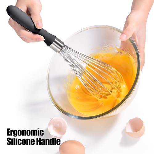18 8 Stainless Steel Balloon Whisk for Cooking (L / Black)