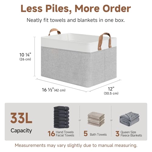 Fabric Storage Bin (Gray & White / 16 ½" L x 12" W x 10 ¼" H)