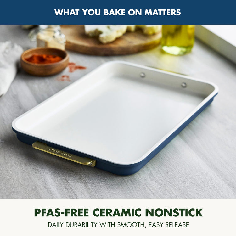 Bakeware 13" x 9" Ceramic Nonstick Quarter Sheet Pan (13" x 9" Quarter Sheet Pan / Oxford Blue)