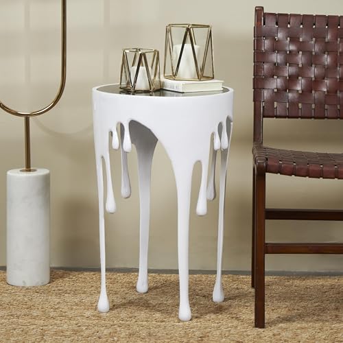 Aluminum Metal Abstract Side Table 16" x 16" x 25" (White)