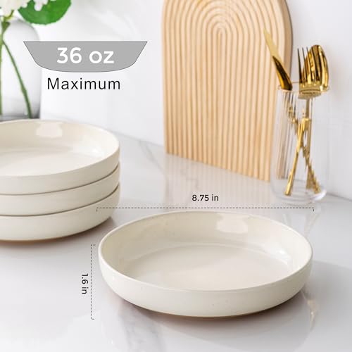 8.75'' Large Ceramic Pasta Bowls (Light Beige(8.75inch))
