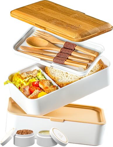 Bento Box Adult (M - 40 oz / White & Tan)