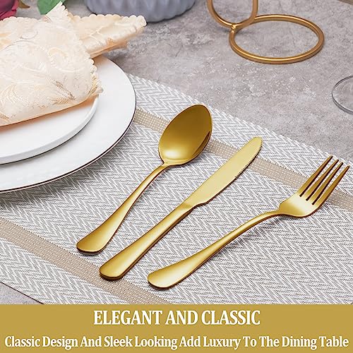 30 Pcs Gold Silverware Set Service for 6 (Gold)