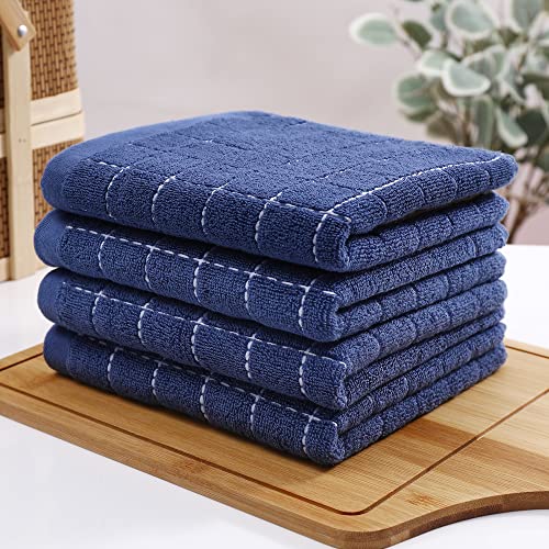 100% Cotton Terry Kitchen Towels (Navy Blue / 13 X 28 - 4 Pack)