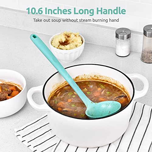 13 inch Silicone Soup Ladle (Large (4oz, 13in) / Aqua Sky)